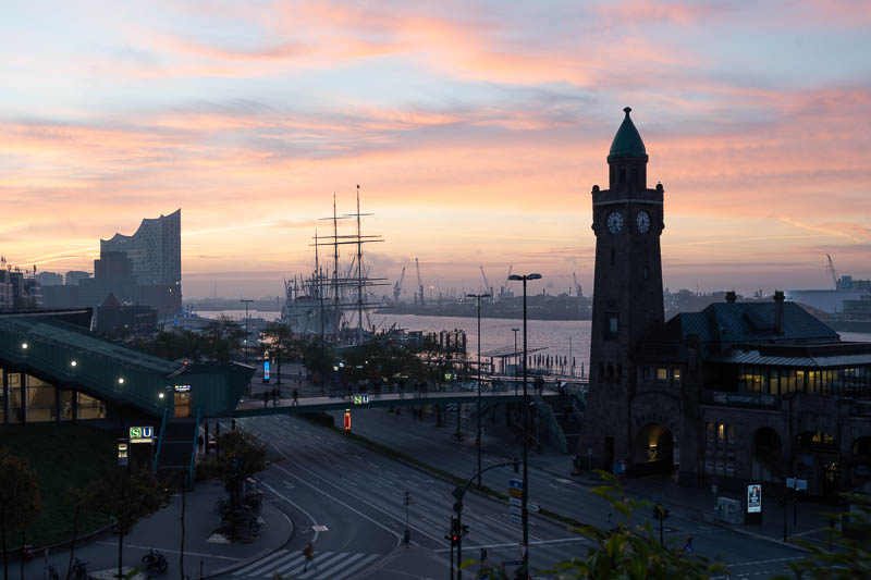 Photo of the Landungsbrücken in Hamburg, Germany before editing