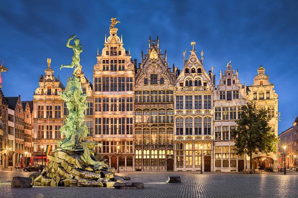 Grote Markt in Antwerp, Belgium at night by Michael Abid