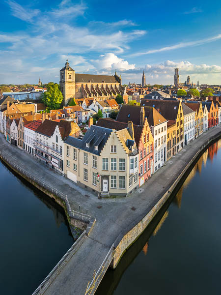 Aerial view of the historic city of Bruges, Belgium at sunset by Michael Abid