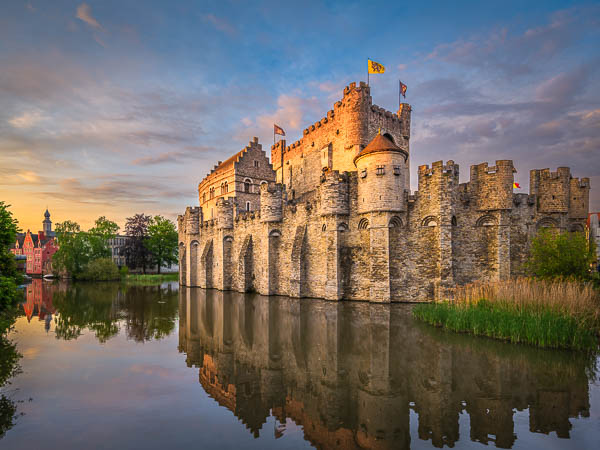 Castle Gravensteen during sunset, Ghent, Belgium by Michael Abid