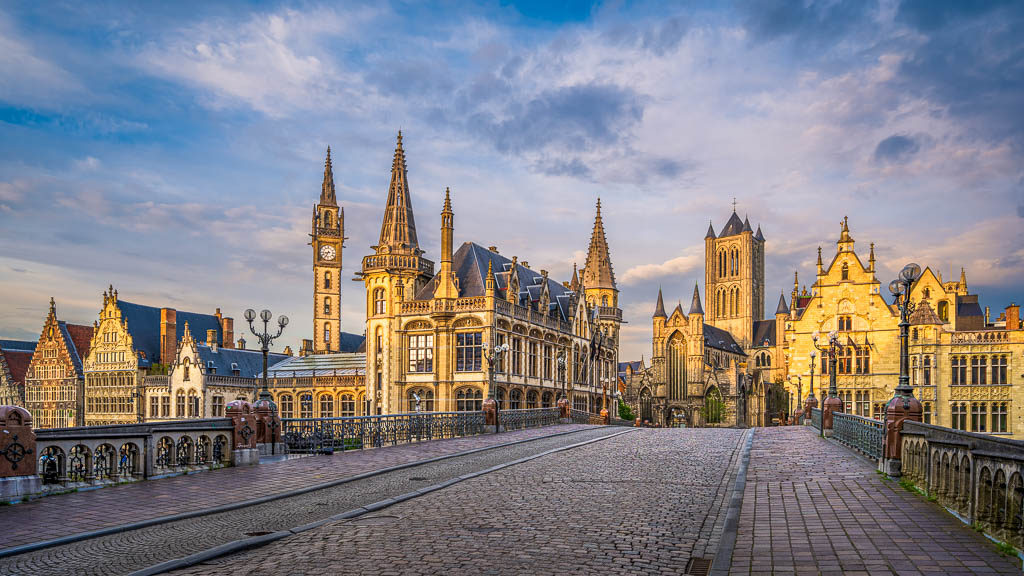 Panorama of the old town of Ghent