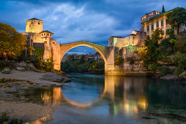 Old Bridge (Stari Most) at night in Mostar, Bosnia and Herzegovina by Michael Abid
