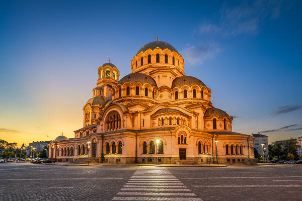 Die Alexander-Newski-Kathedrale in Sofia, Bulgarien bei einem Sonnenuntergang von Michael Abid