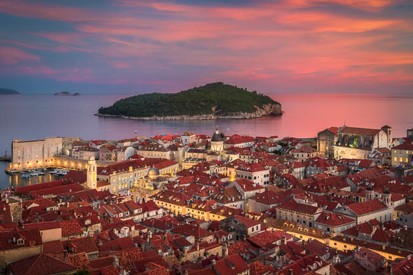 Old town of Dubrovnik, Croatia during sunset by Michael Abid