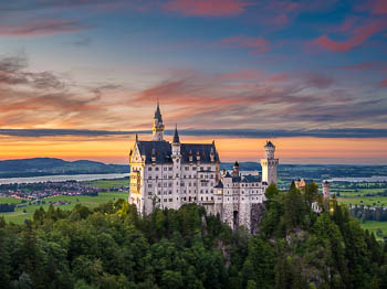 Neuschwanstein Castle at sunset
