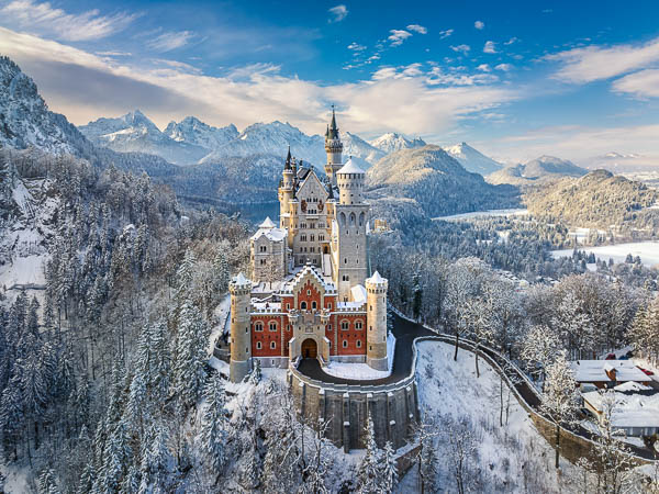 The famous Neuschwanstein Castle on a sunny winter day, Germany by Michael Abid