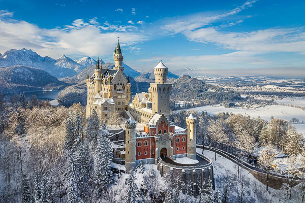 The famous Neuschwanstein Castle on a sunny winter day, Germany by Michael Abid