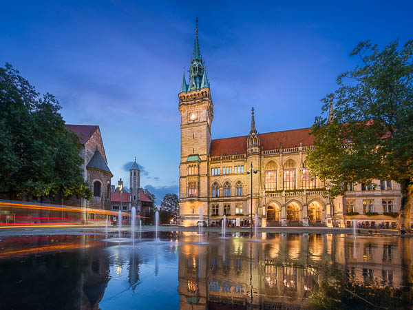 Town Hall of Braunschweig, Germany at night by Michael Abid