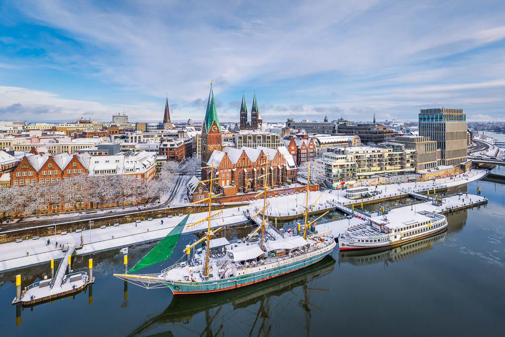 Schlachte in Bremen on a winter day