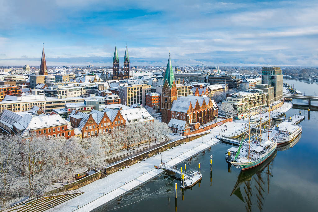 Schlachte in Bremen an einem Wintertag
