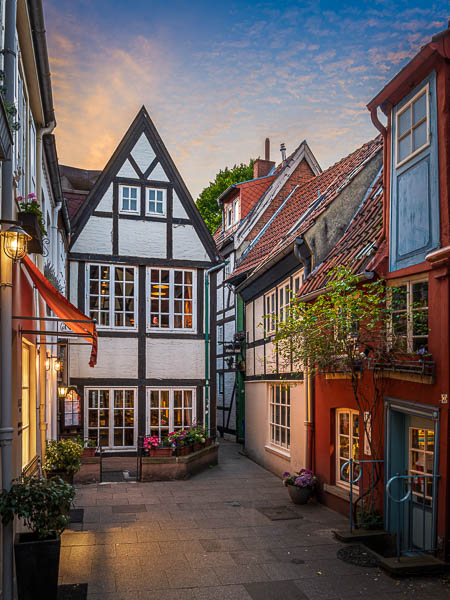 Buildings in the historic Schnoor district in Bremen, Germany by Michael Abid