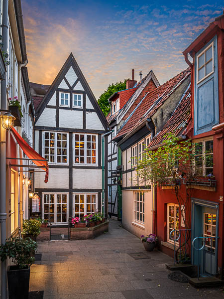 Buildings in the historic Schnoor district in Bremen, Germany by Michael Abid