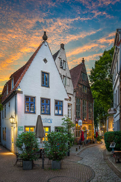 Sunrise in the historic Schnoor district in Bremen, Germany by Michael Abid