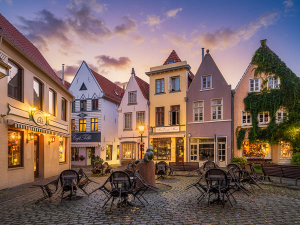 Sunrise in the historic Schnoor district in Bremen, Germany by Michael Abid