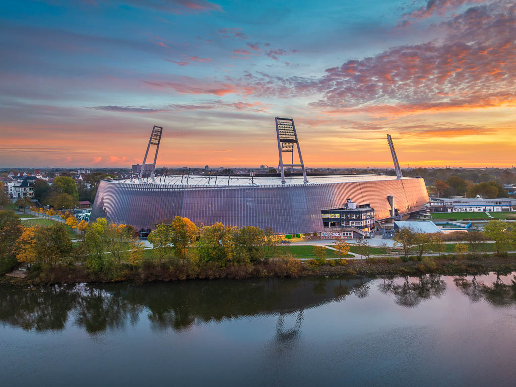 Weserstadion at sunrise in Bremen