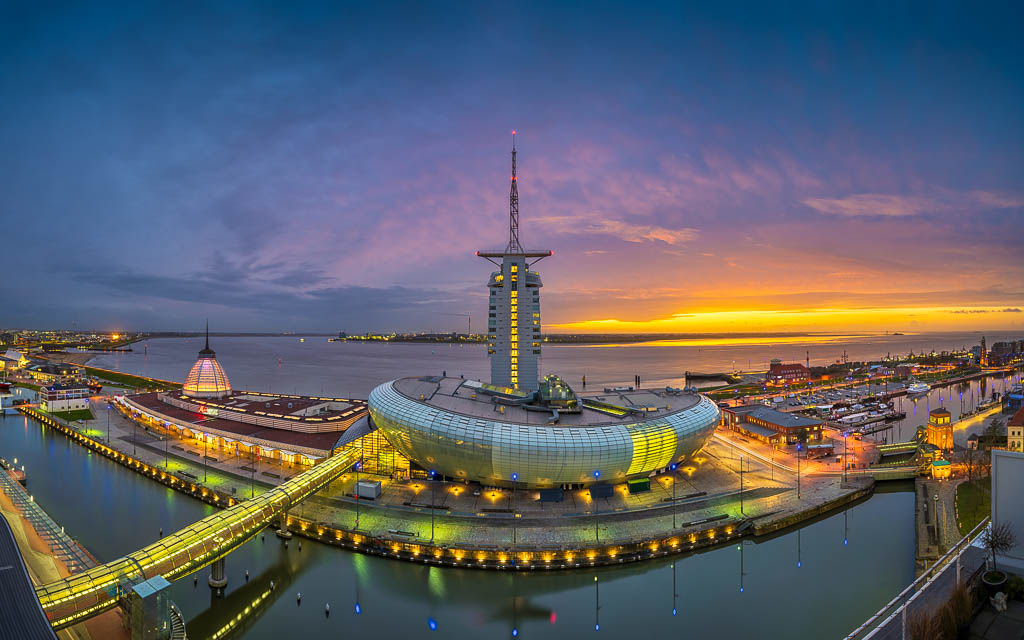 Panoramic view of Klimahaus in Bremerhaven