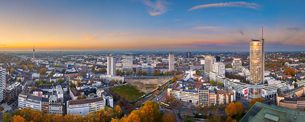 Panoramic aerial view of Essen, Germany during sunset by Michael Abid