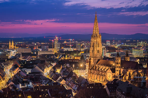 Night skyline of Freiburg im Breisgau, Germany by Michael Abid