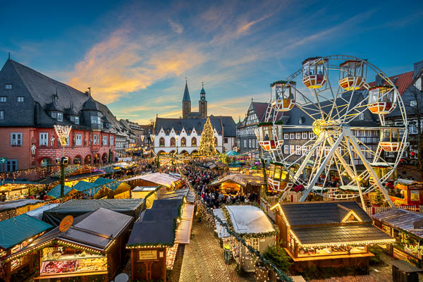 Christmas market on the market square in Goslar, Germany by Michael Abid