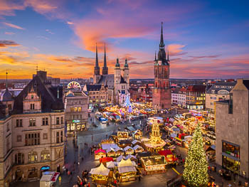 Sunset skyline of Halle (Saale)