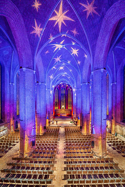 Christmas illumination in the Marktkirche in Hannover, Germany by Michael Abid