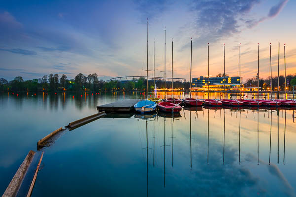 Boats on the Maschsee lake in Hannover, Germany by Michael Abid