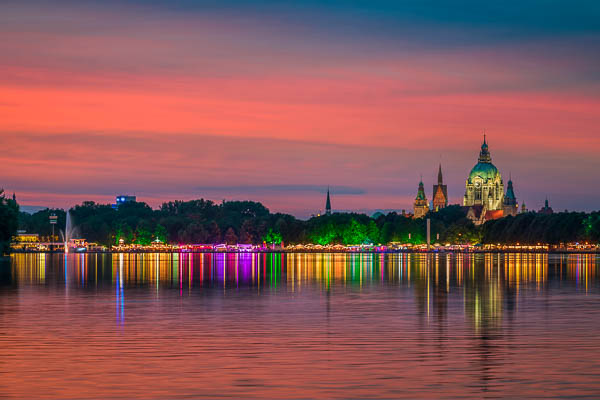 Maschseefest festival with the Town Hall in the background in Hannover, Germany by Michael Abid
