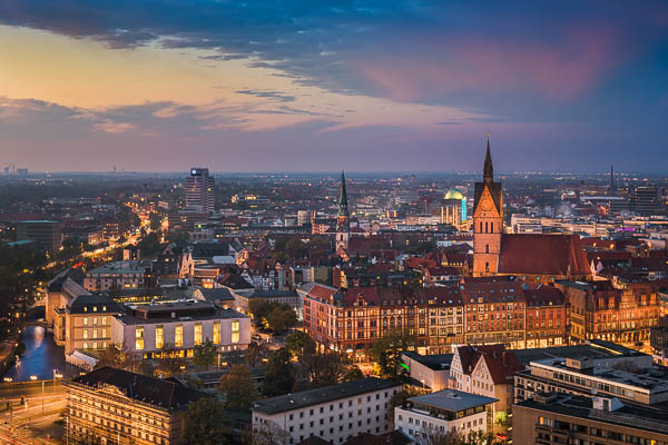 Aerial view of the old town of Hannover, Germany as seen from the Town Hall by Michael Abid