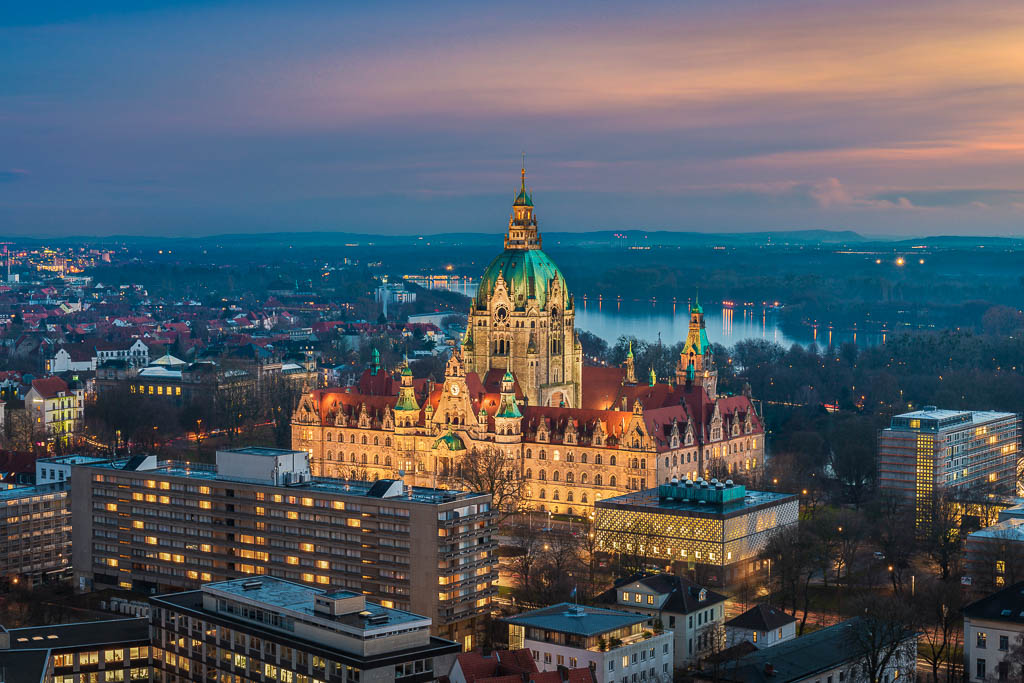 Aerial view of the Town Hall of Hannover