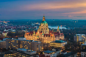 Aerial view of the Town Hall of Hannover