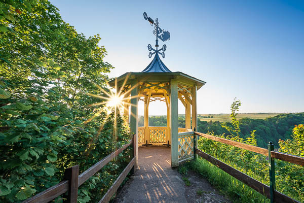 Aussichtspavillon Hoher Kleef bei Rübeland im Harz Gebirge, Deutschland bei Sonnenuntergang von Michael Abid