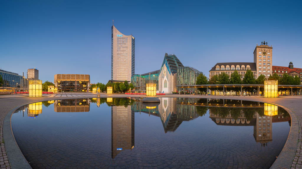 Augustusplatz in Leipzig bei Nacht
