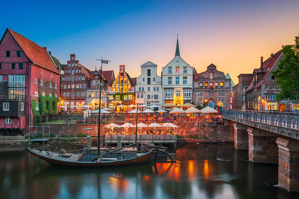Stintmarkt in Lüneburg, Germany at sunset by Michael Abid