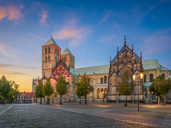Cathedral (St.-Paulus-Dom) of Münster, Germany at sunset by Michael Abid