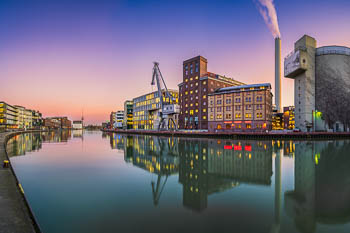 Stadthafen in Münster at sunset