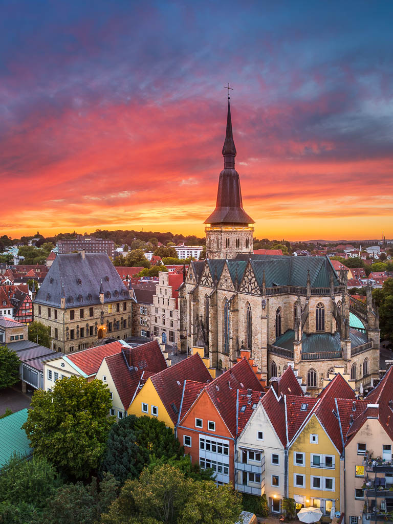 Aerial view of Osnabrück old town