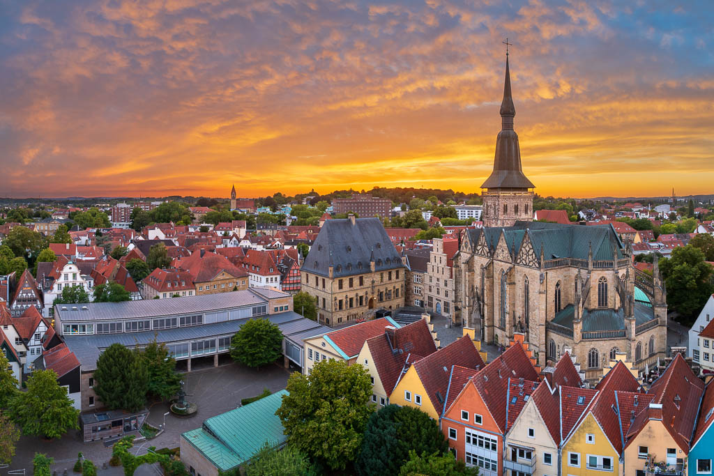 Aerial view of Osnabrück old town