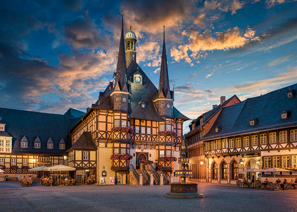 Town Hall of Wernigerode, Germany at night by Michael Abid