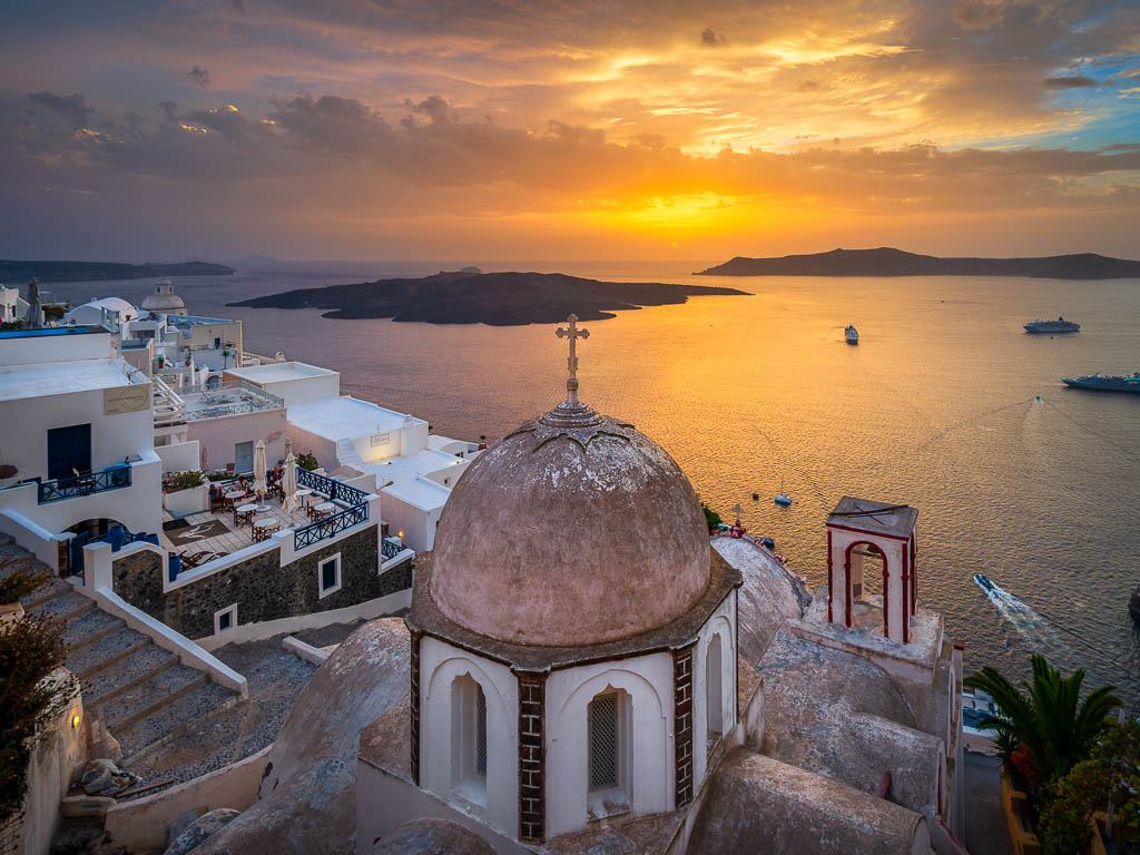 Sunset on Santorini in Greece