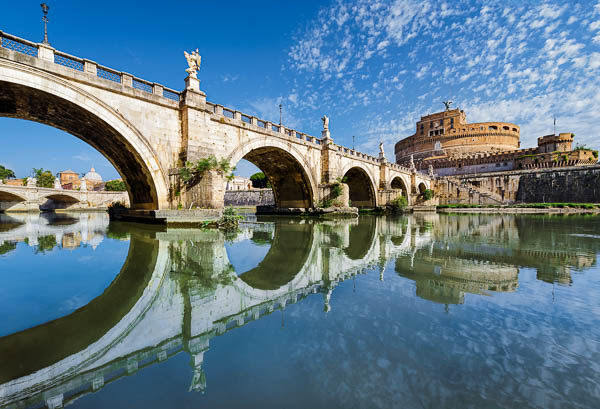 Bridge and castle Sant Angelo in Rome, Italy by Michael Abid
