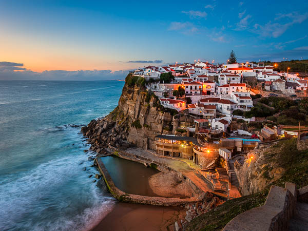 Sunset in Azenhas do Mar town on the Atlantic coast of Portugal by Michael Abid