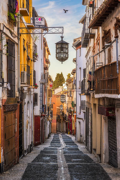 Street in the historic town of Granada, Spain by Michael Abid