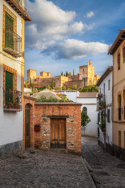 Historic town of Granada, Spain with a view to the Alhambra palace by Michael Abid