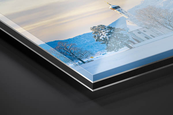 Acrylic Glass | St. Coloman church and Alps in Bavaria during winter