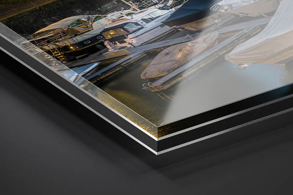 Acrylic Glass - Medienhafen in Dusseldorf at sunset