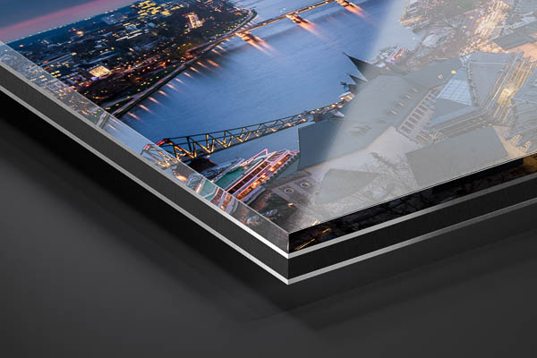 Acrylic Glass | Sunset skyline of Frankfurt