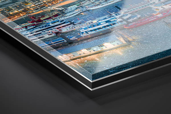 Acrylic Glass | Winter night skyline of Hamburg