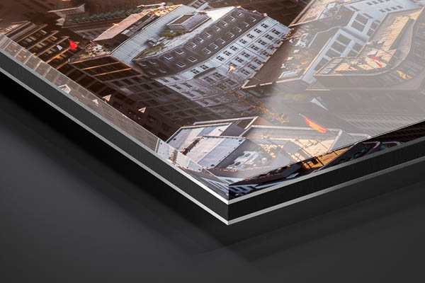 Acrylglas | Skyline von Hamburg zum Sonnenuntergang