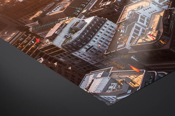 Kunstdruck / Poster | Skyline von Hamburg zum Sonnenuntergang