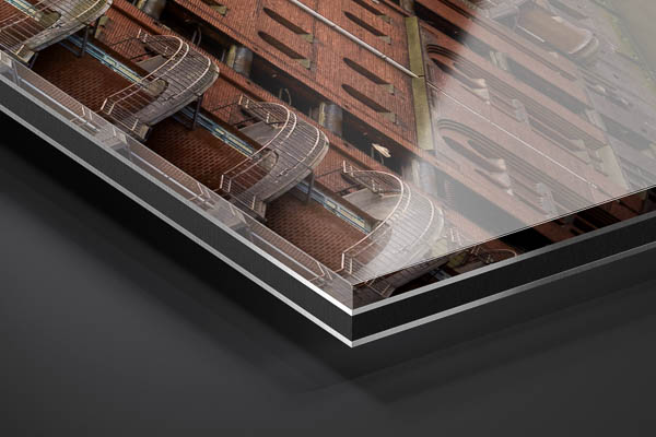 Acrylic Glass - Sunset in the Speicherstadt in Hamburg